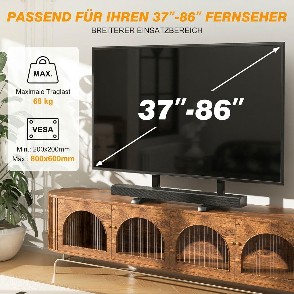 TVON Universal Großer TV Ständer TV Standfuss Fernseher Standfüße Beine Höhenverstellbar für 37 zu 86 Zoll Fernseher Max. 68 KG VESA 800x600 mm