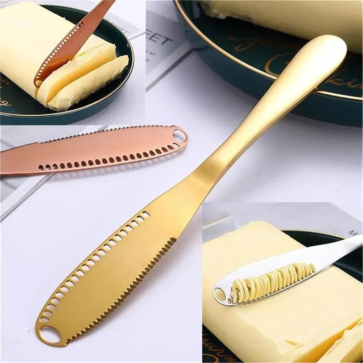 Butter Knives 10pcs Stainless Steel Butter Spreader Knife Kitchen Gadgets Cuchillo De Mantequilla(Gold)