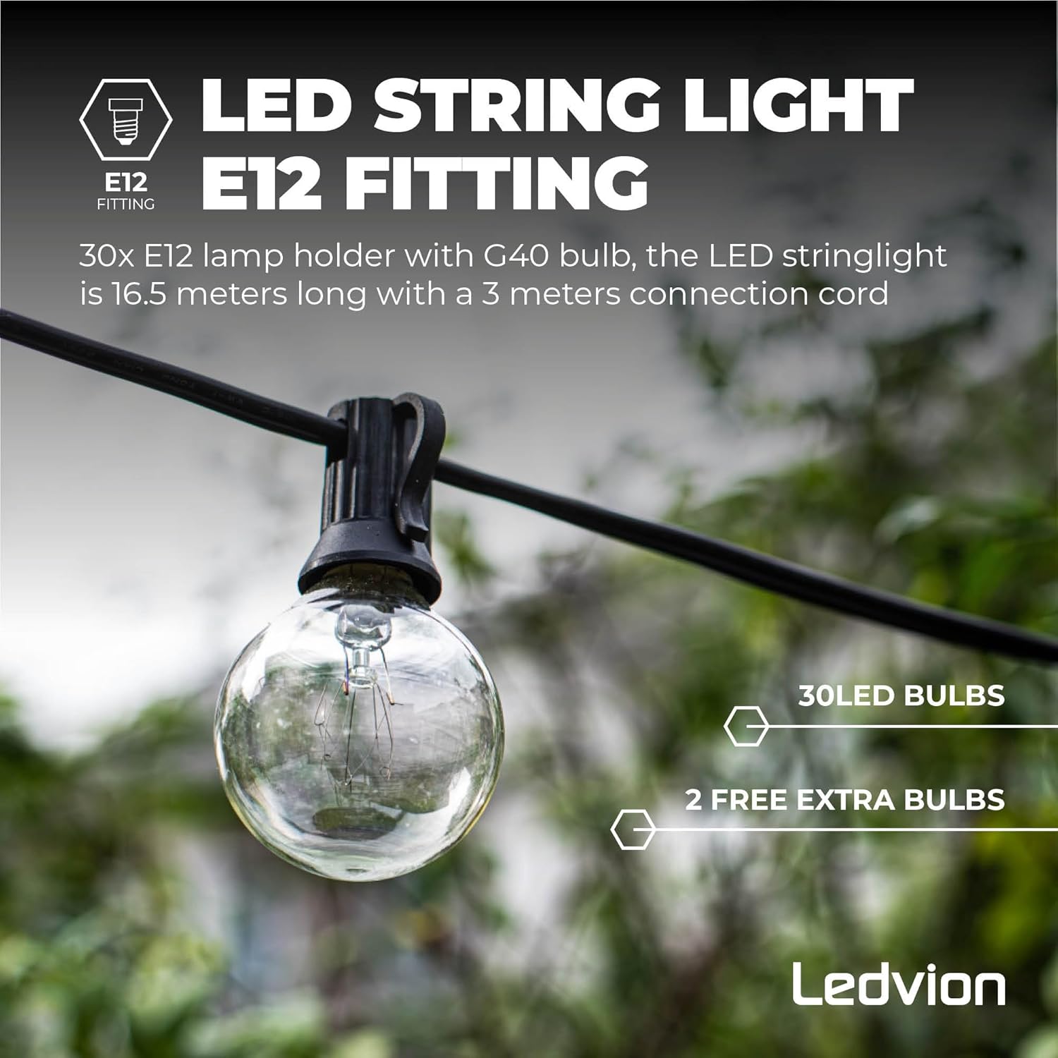 Close-up of an E12 LED bulb fitting