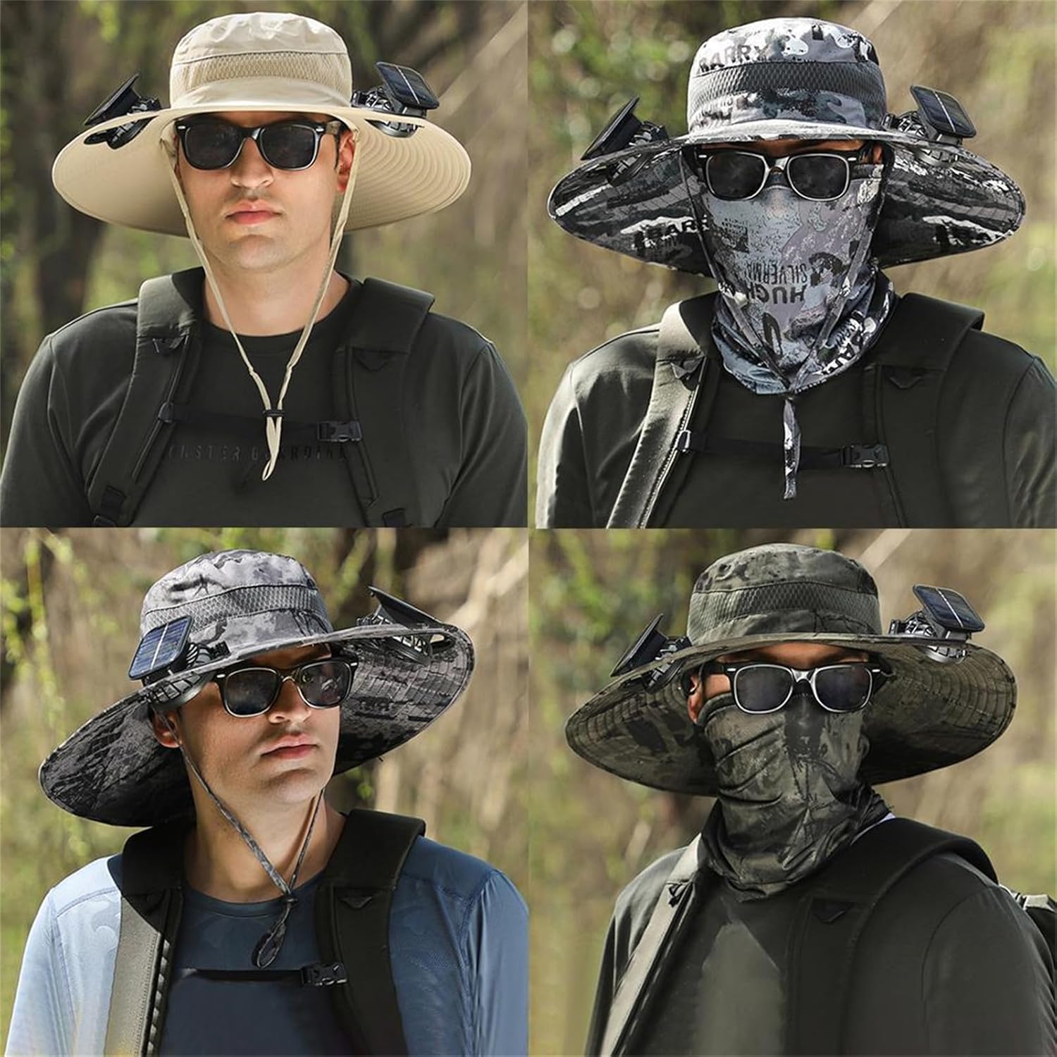 Wide Brim Solar Fan Outdoor Fishing Hat-Solar & USB Charging