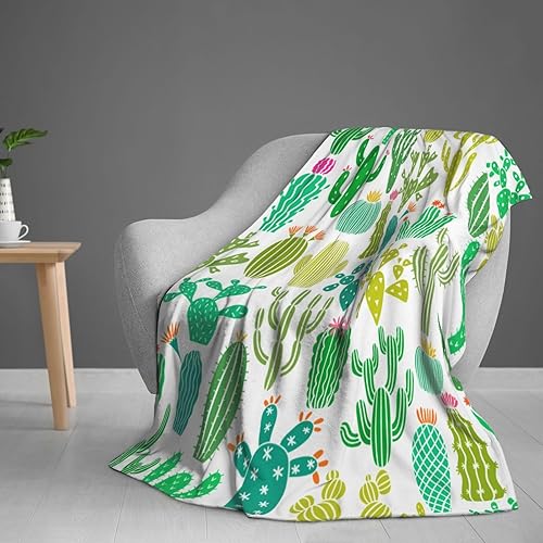 Vista 4 de Manta de flores de cactus y plantas, mantas suaves de franela, manta de cama, acogedora y ligera, regalos de felpa para mujeres, hombres, niños
