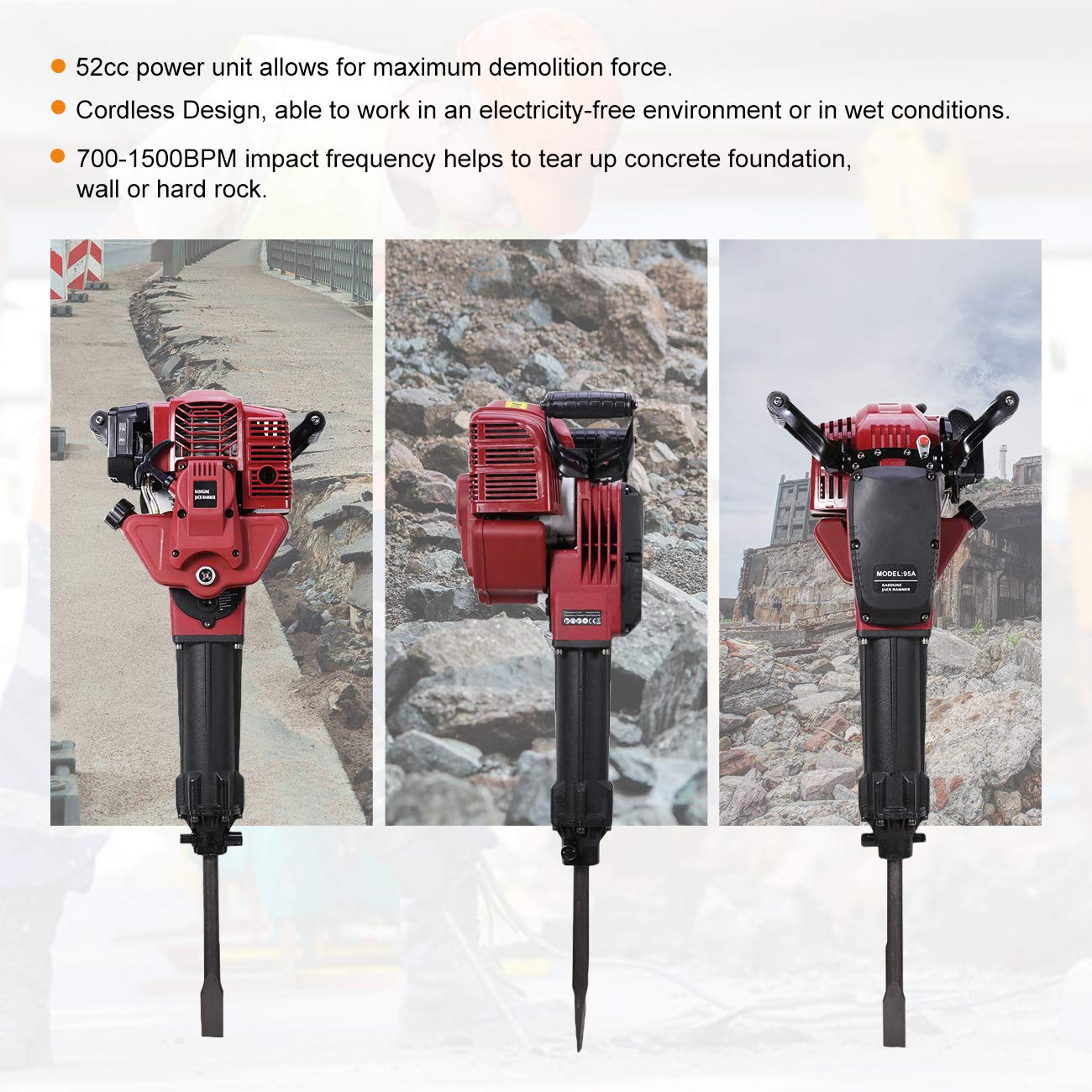 BEAMNOVA Demolition Hammer Gas Powered Demolition Drill Jack Hammer