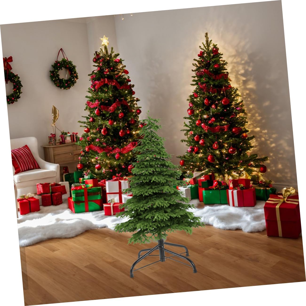 2pcs Christmas Tree Base Stand Artificial Xmas Tree Holder Smooth Finish Easy Installation Support for Holiday Decorations