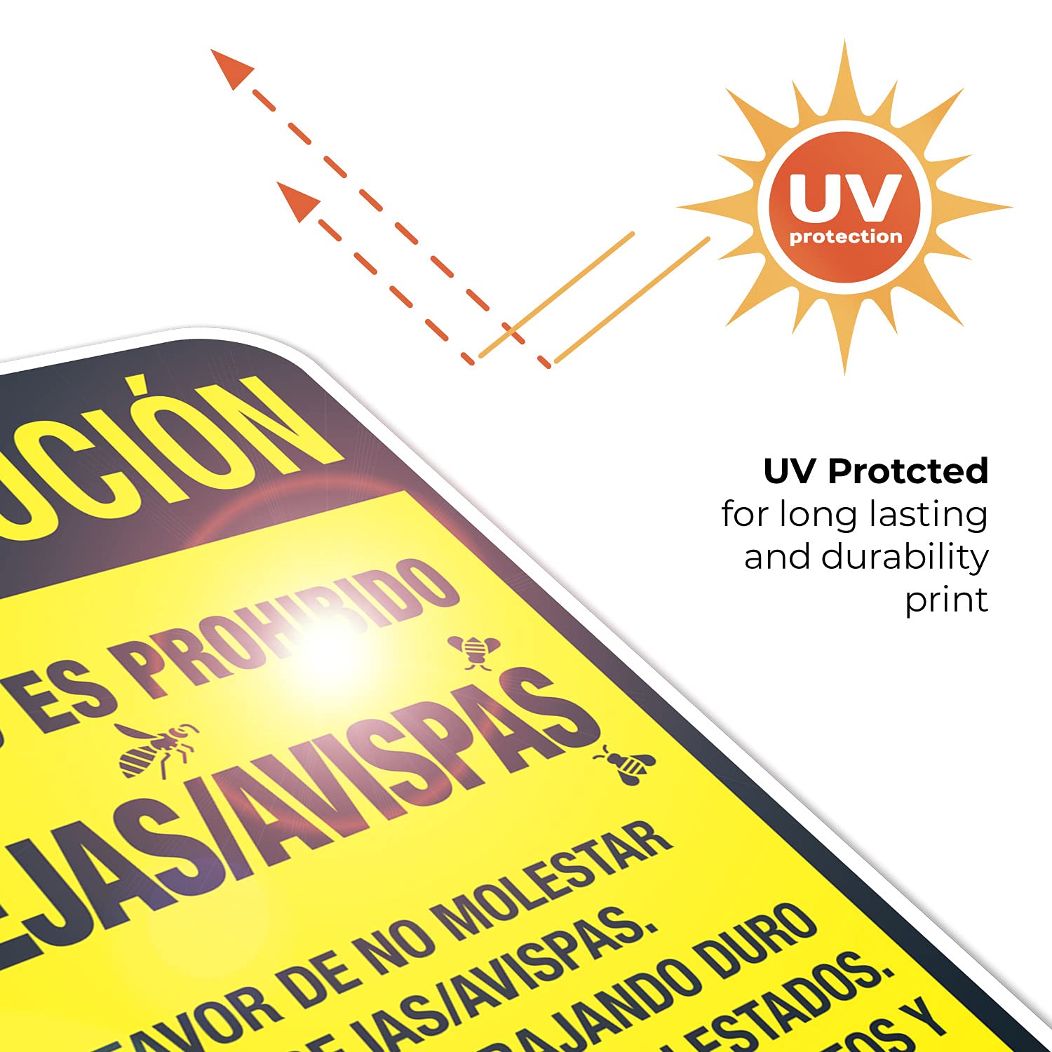 Precaucion Su Paso ES Prohibido Abejas Avispas Sign, 12x18 Inches, Rust Free .063 Aluminum, Fade Resistant, Made in USA