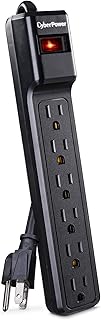 CyberPower CSB606 Essential Surge Protector, 900J/125V, 6 Outlets, 6ft Power Cord Black