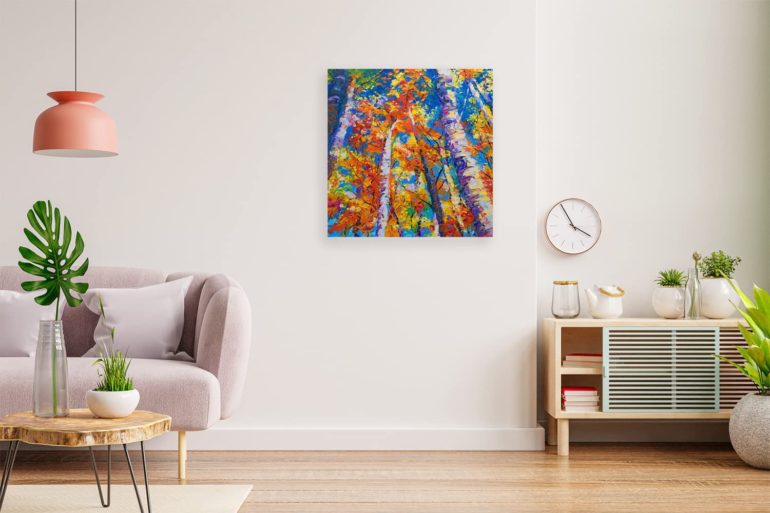 VERRE ART Printed Framed Canvas Painting for Home Decor Office Wall Studio Wall Living Room Decoration (14x14inch Wrapped) - Redemption - fall birch and aspen