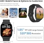 Smart Watches for Men Women, with Bluetooth Calling, 1.85" Screen DIY Dial Smartwatch for Android iPhone. 100+ Sports Modes, Heart Rate Sleep Monitor, AI Built-in Fitness Tracker, IP68 Waterproof