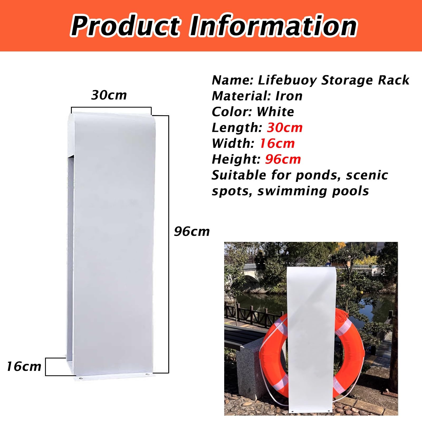 Rettungsring-Lagerhalterung Für Pool, Metall Rettungsringe Halterung Rostfrei & Wasserdicht, Mit 5m Polypropylen Rettungsseil & 44cm ID Rettungsring, Rettungsring-Halter, Scenic Spot(3 Pack)