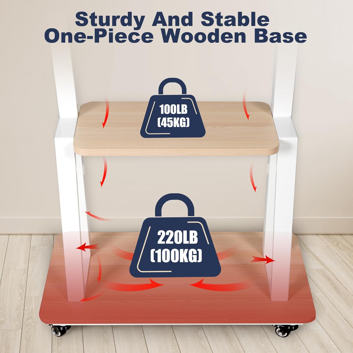 Mobile TV Stand Rolling TV Cart with Wheels for 32-75 Inch Flat/Curved Led/LCD/OLED Portable Floor TV Stand with Laptop Wood Shelf Height Adjustable Heavy-Duty Holds up to 100lbs White