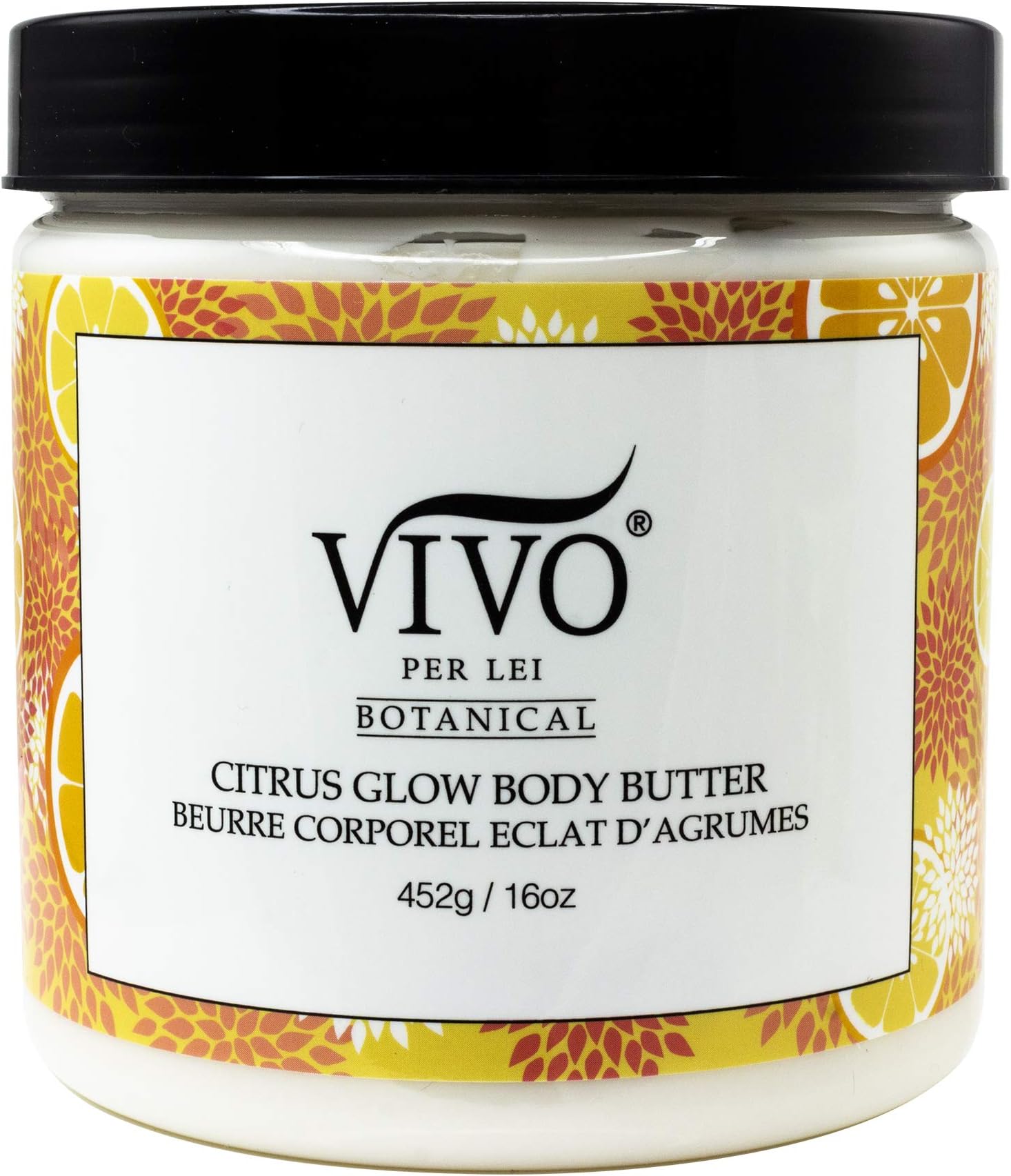 Vivo Per Lei Vitamin C Body Butter - Hydrating Body Cream with Shea Butter - Anti-Aging Body Butter Cream For Smooth, Soft Skin - Non-Greasy Cream with Citrus Peel - 452g / 16 oz