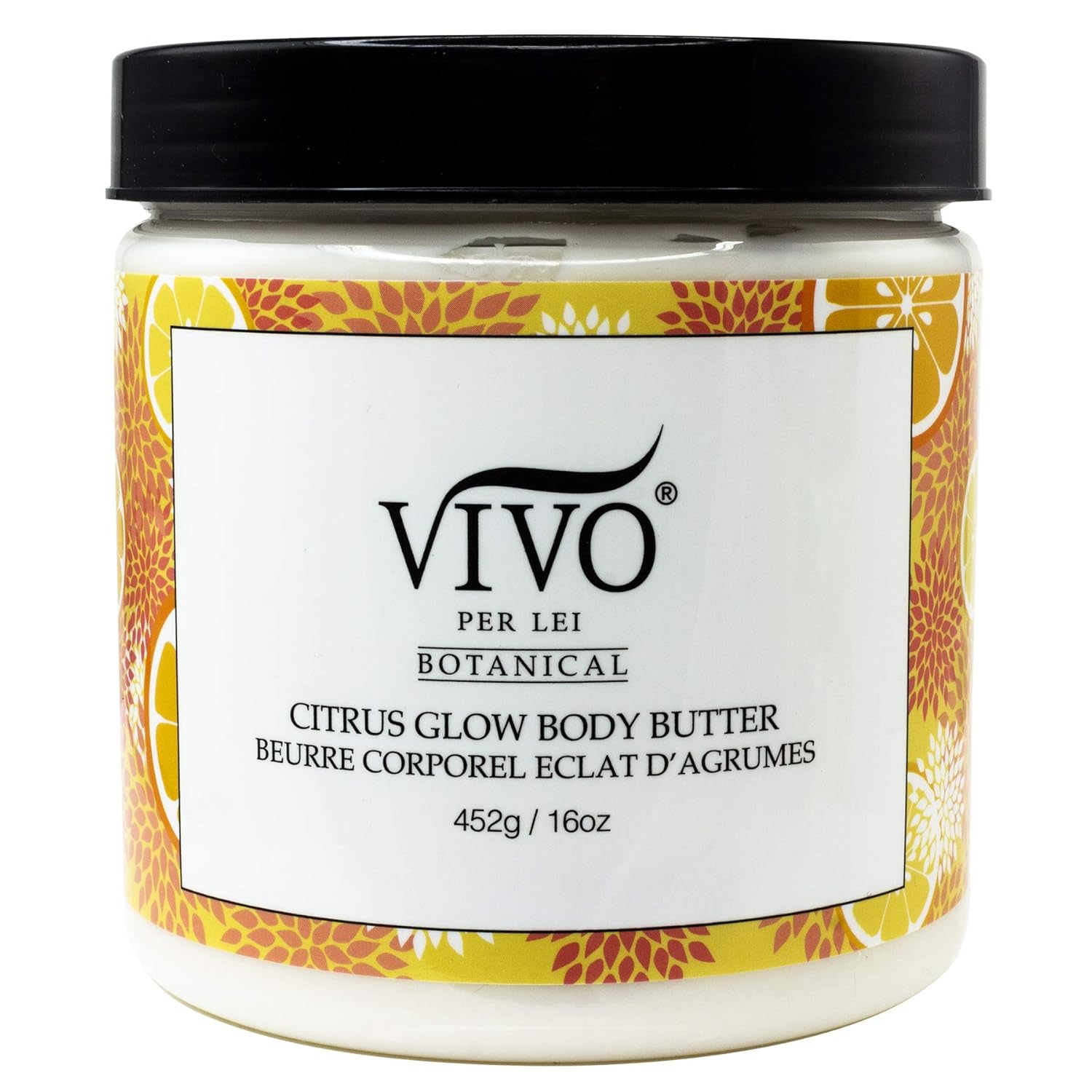 Vivo Per Lei Vitamin C Body Butter – Hydrating Body Cream with Shea Butter – Anti-Aging Body Butter Cream For Smooth, Soft Skin – Non-Greasy Cream with Citrus Peel – 452g / 16 oz