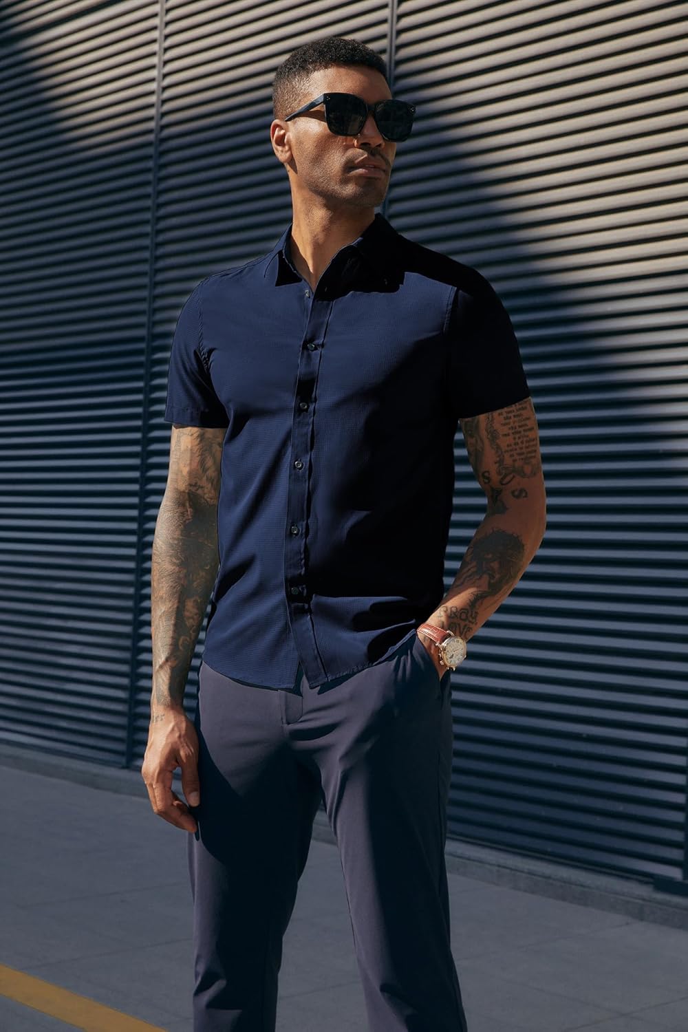 PJ PAUL JONES Mens Button Down Short Sleeve Shirt Wrinkle Free Dress Shirts for Men Casual Summer Beach Vacation Shirts - Image 4