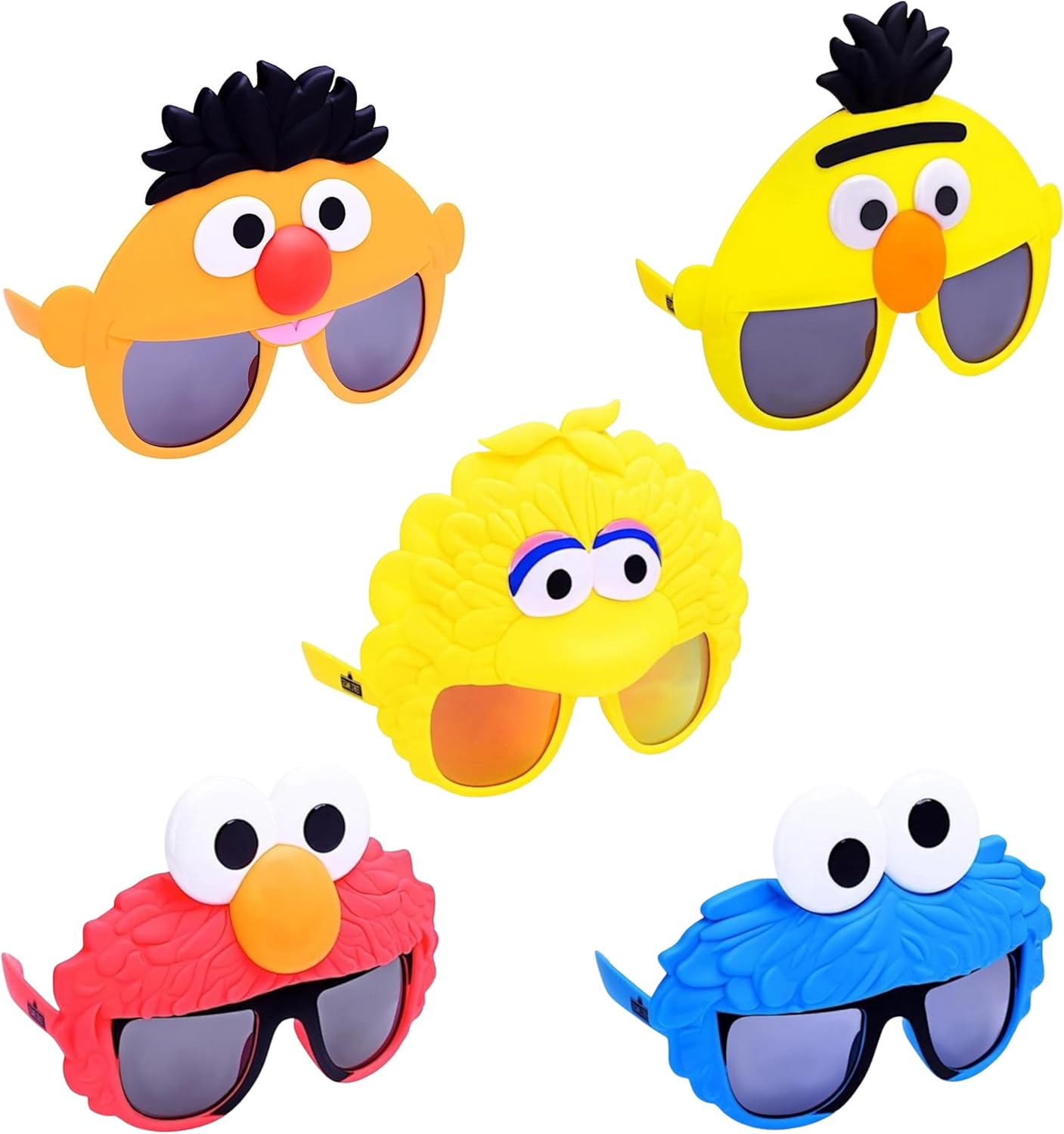Sun-Staches Official Sesame Street Sunglasses | Ernie, Bert, Elmo, Cookie | Costume Accessory Mask | One Size Fits Most