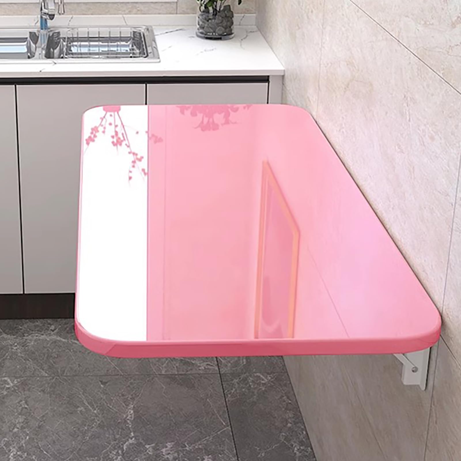 Poste de travail à domicile suspendu rose 100 x 30 cm
