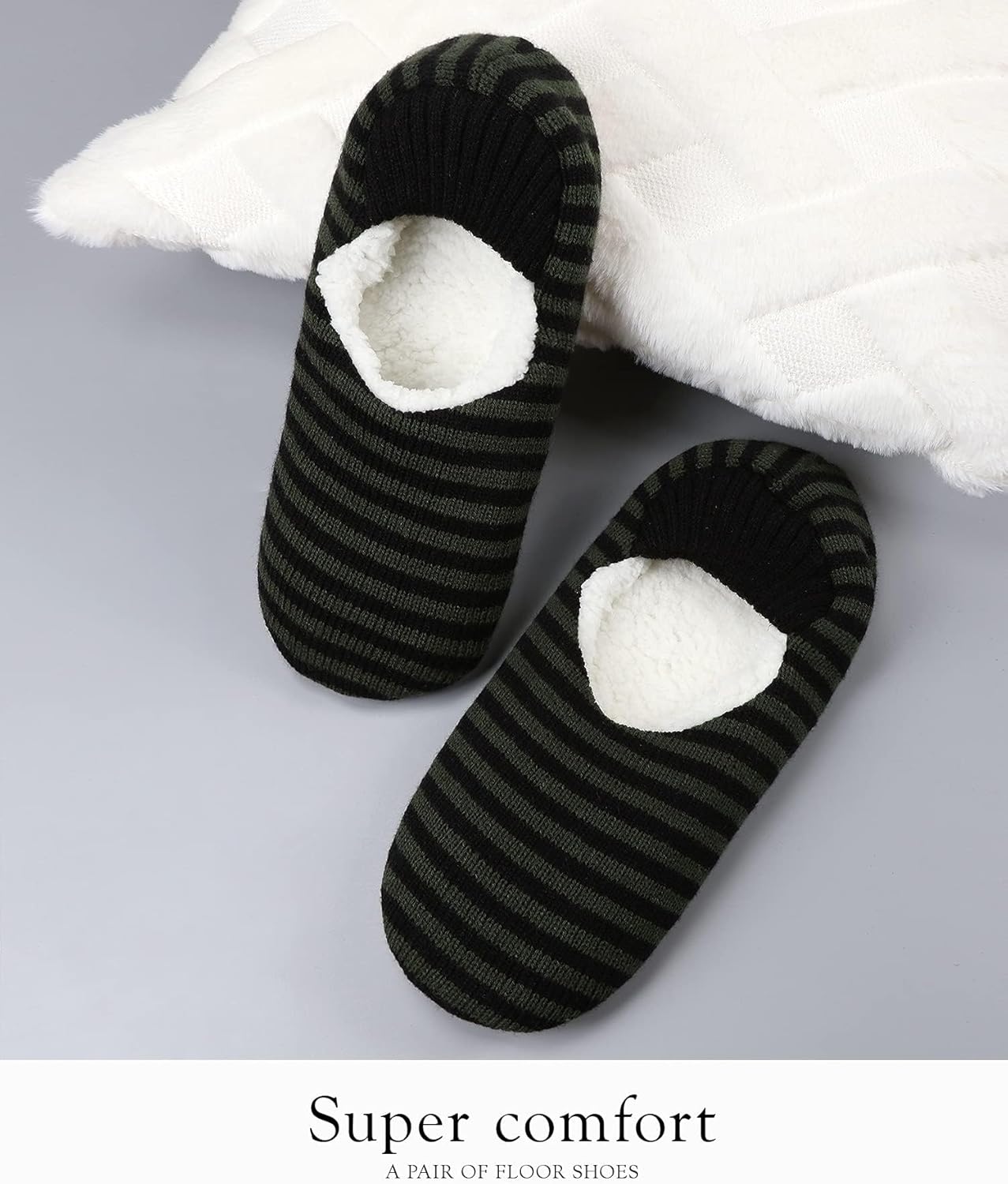 Mens Cozy Soft Sole Slipper Socks With Non Skid Bottoms, Warm Slipper Socks With Grippers For Men, Fuzzy House Slippers - Image 7