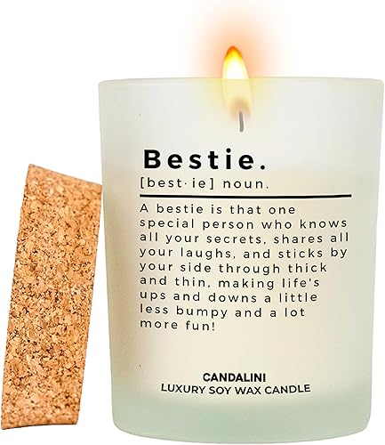 Vela BestieDefinition | Viene en caja de regalo | Vela de lujo de 8 onzas de mezcla de cera de soja y vainilla | Regalo único para mejor amiga,