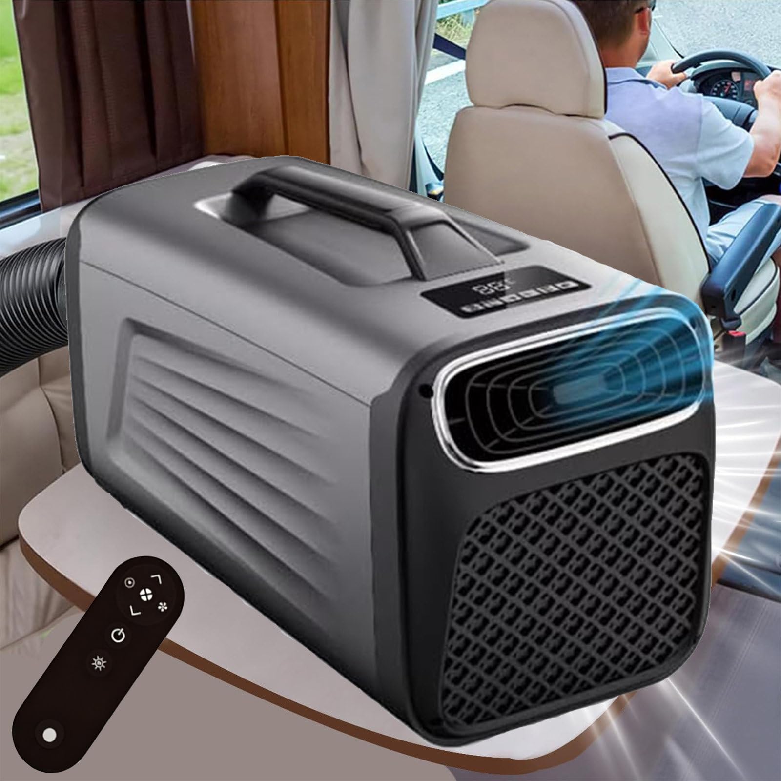 ZHZWwansuGE 400w Rv Camping Air Conditioner, 5200 BTU 2-In-1 Portable Air Conditioner, Cooling + Dehumidifying + Fan + Sleep Mode, With Compressor, Low Power Consumption, For Tents, Rvs Grey
