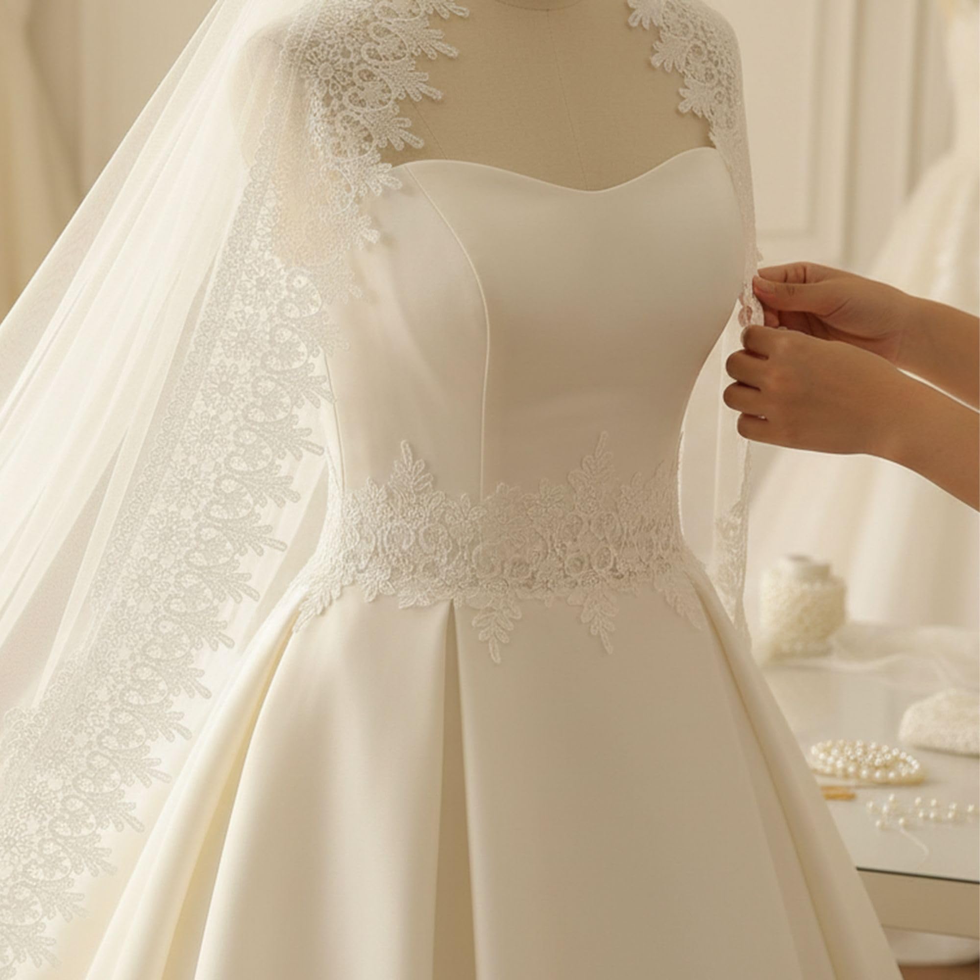 lace trim for wedding dress Ivory Floral Embroidered 3.5