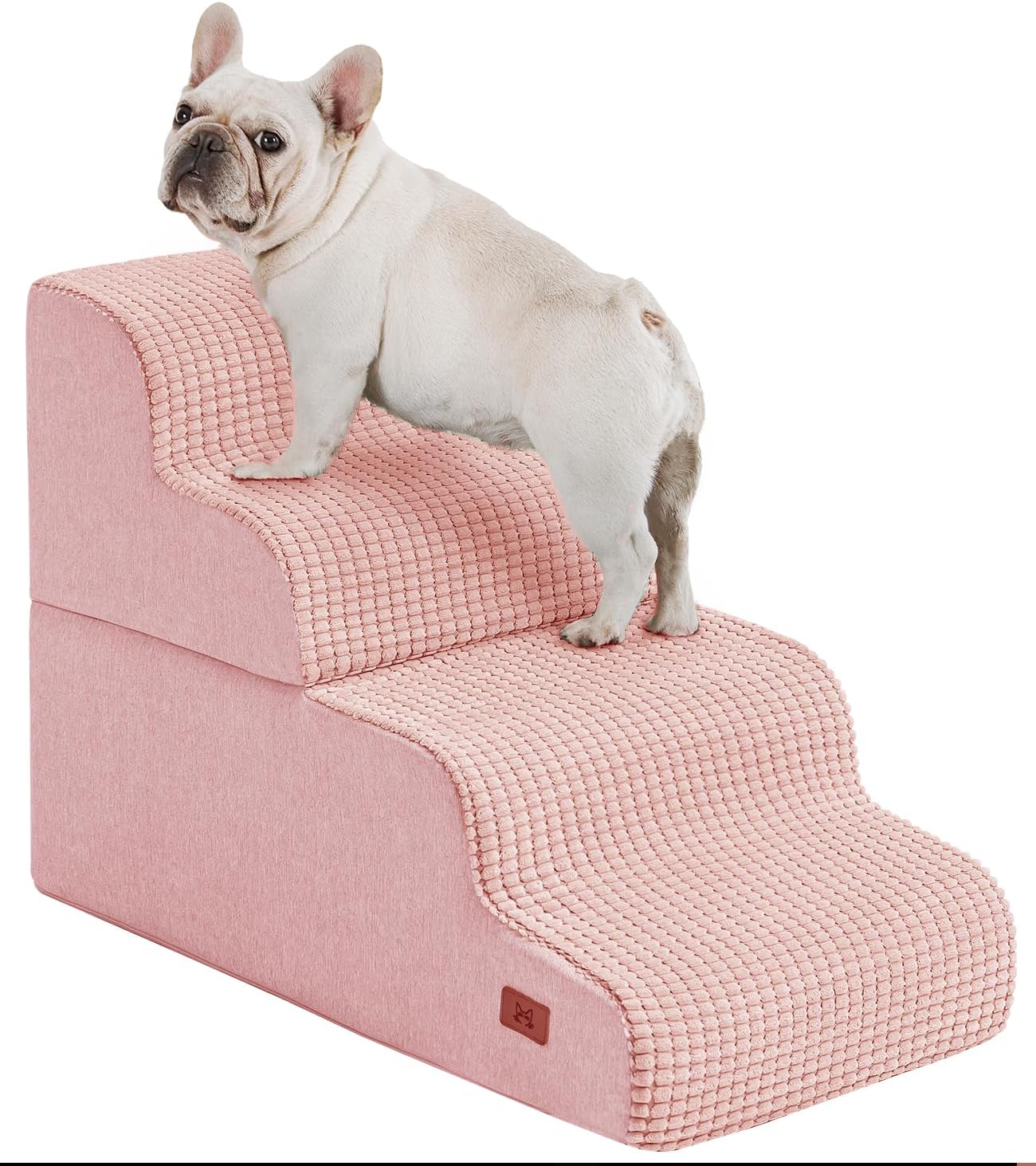 Dog Step for Bed, Dog Stair 4-Step 35D Pet Stair 19.7″ H for High Bed or Sofa Non-Slip Balanced Pet Step Indoor, Pink