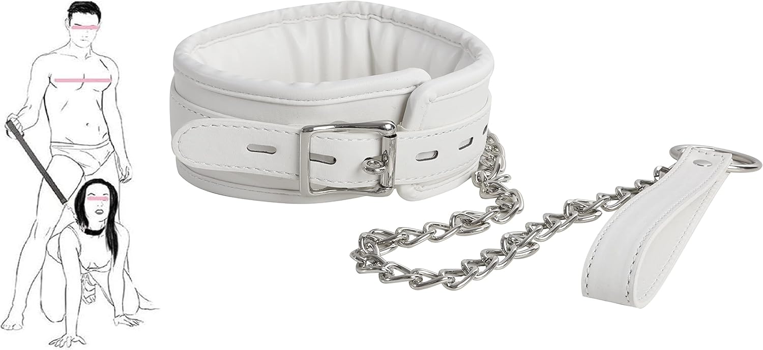 Collar with Pull Chain Collar with Lead Leather Padded