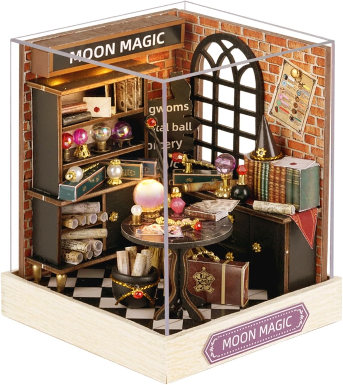 DIY Miniature House Kit, Tiny House Kit with Furniture & LED, DIY Wooden Dollhouse Miniature Kit for Adults Teen, Wooden Crafts Lovely Dollhouse Kit, Home Decor - Sweet Time