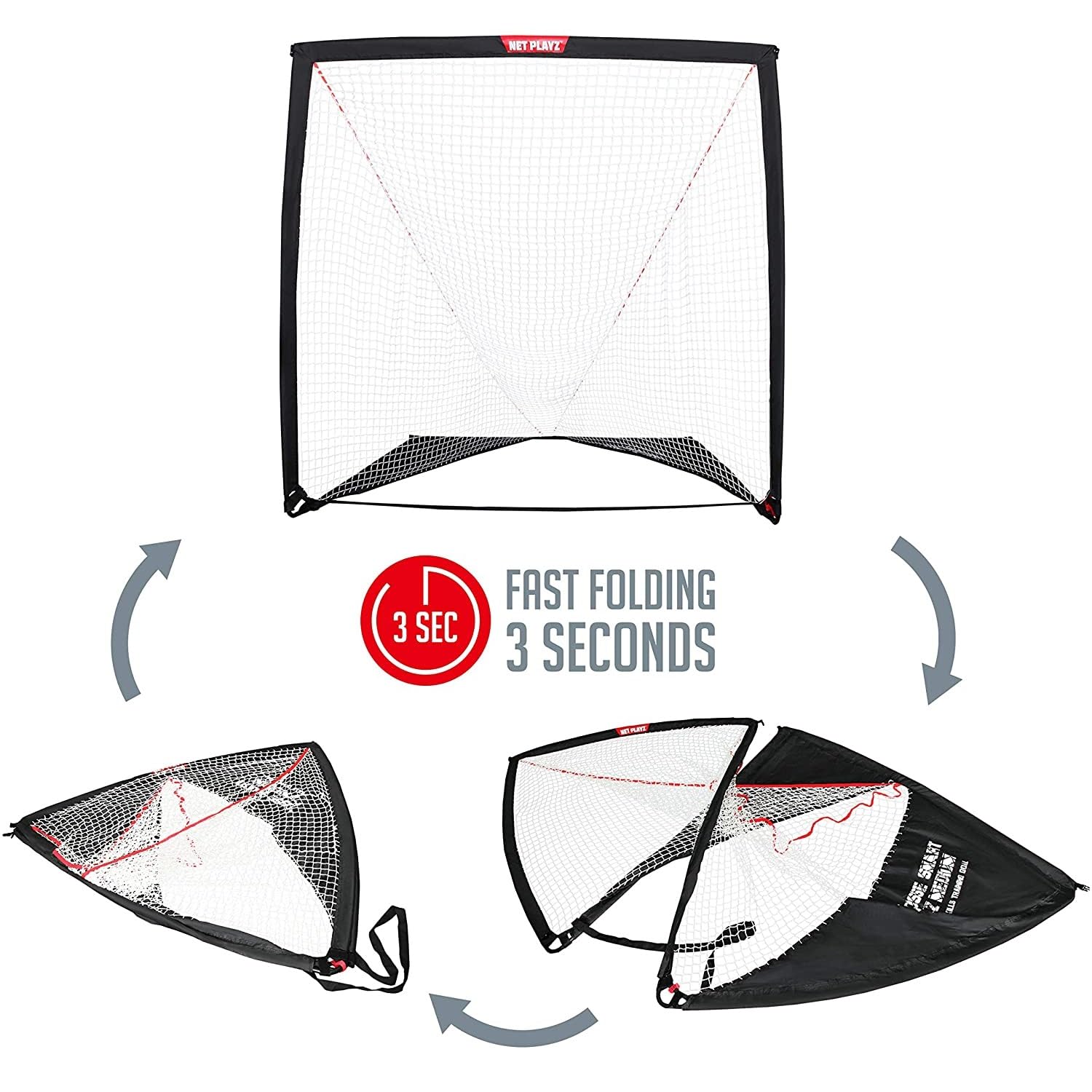 6 x 6 x 6 Feet Lacrosse Goal Fast Install, Fiberglass Frme, Lightweight, Foldable, Portable, Carry Bag Included