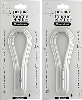 Perfora Silver Steel Tongue Cleaner For Men And Women | For Fresh Breath Improved Taste Sense & Bacteria Removal
