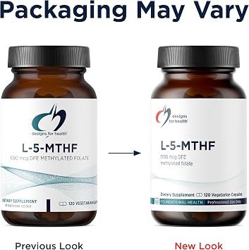 Designs for Health L 5-MTHF - Quatrefolic L Methylfolate Supplement 1mg (1700mcg DFE) - Methylated Folate Supplement for Women & Men - Supports Methylation - Non-GMO, Gluten Free (120 Capsules)