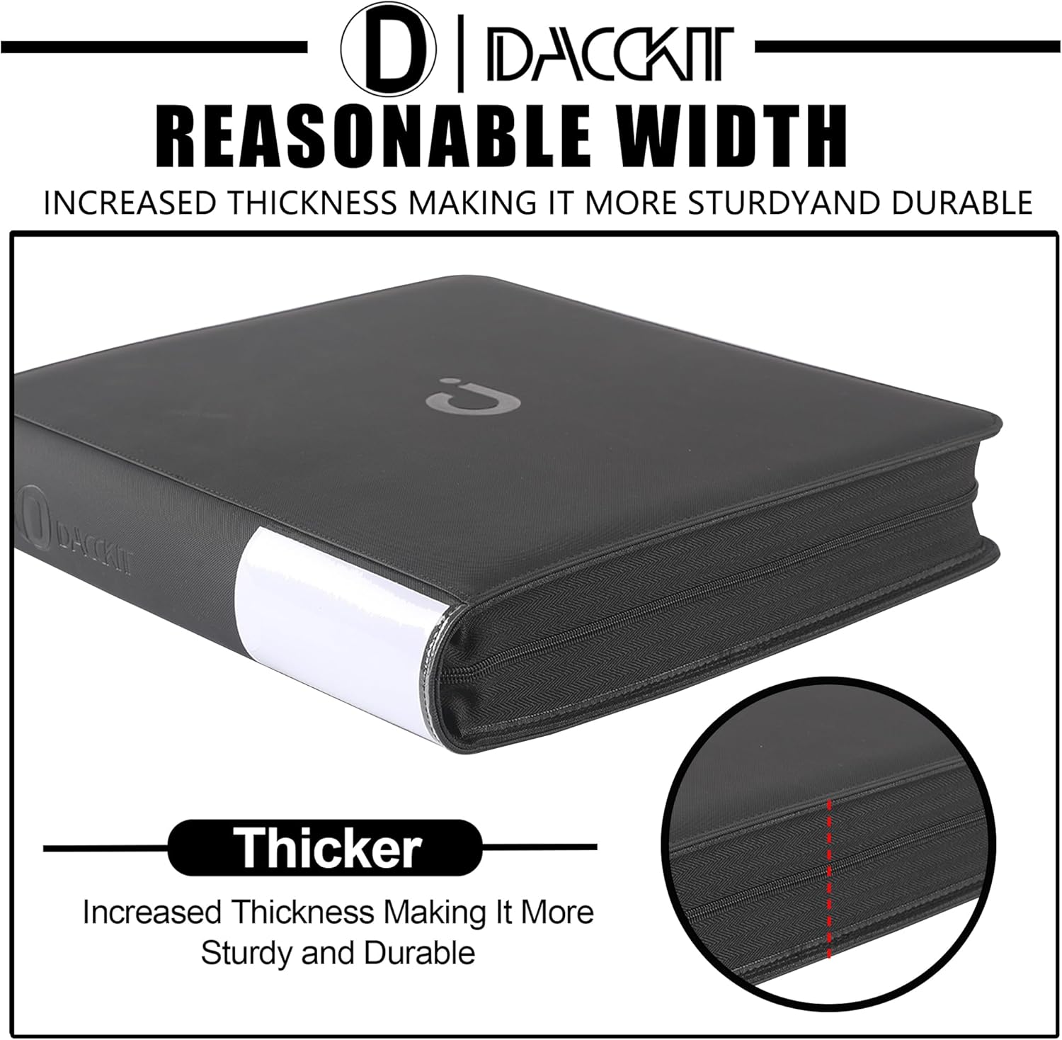 D DACCKIT Top Loader Binder 12 Pocket - Fits 480 Cards，12 Pocket Top Loader Binders for Cards with Sleeves Compatible with 3" X 4" Rigid Card Holders for Trading Cards or Sports Cards - Classic Black