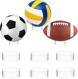 Hipiwe 6-Pack Clear Ball Display Stands - 2.6" Plastic Sphere Holders for Soccer, Basketball, Volleyball & Sports Memorabilia