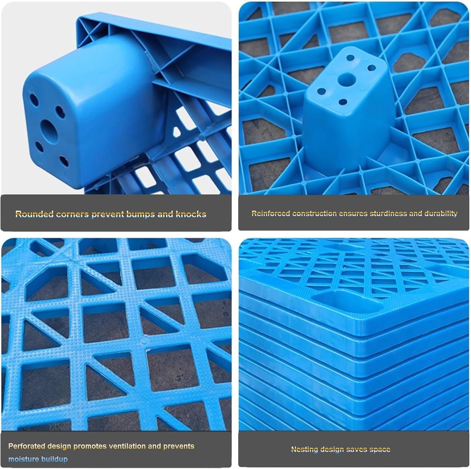 1pc Interlocking Plastic Pallet, Heavy-Duty Stackable Storage Solution, 40x40x9.5cm, Ideal for Basement, Cargo Matting, Strong Load Bearing Capacity