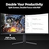 KOORUI Ecran PC Gamer 34 Pouces, Ecran Gaming incurvé, 200Hz, 1440P 1ms WQHD, Adaptive Sync, HDMI 2.0 Display Port, 1000R HDR 400, réglable en Hauteur, VESA Mountable, Eye Care - 8