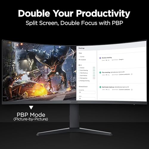 KOORUI Ecran PC Gamer 34 Pouces, Ecran Gaming incurvé, 200Hz, 1440P 1ms WQHD, Adaptive Sync, HDMI 2.0 Display Port, 1000R HDR 400, réglable en Hauteur, VESA Mountable, Eye Care - 8