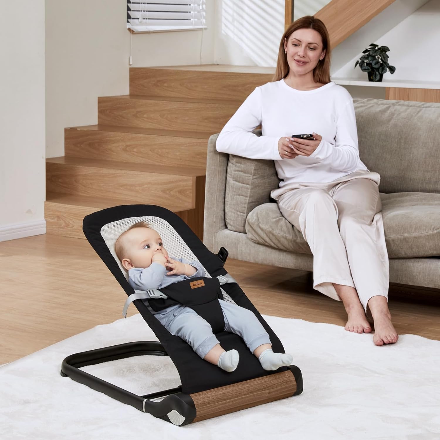 Baby Bouncer Chair - Comfortable Support for Your Little One's Blissful Moments (Net, Black)