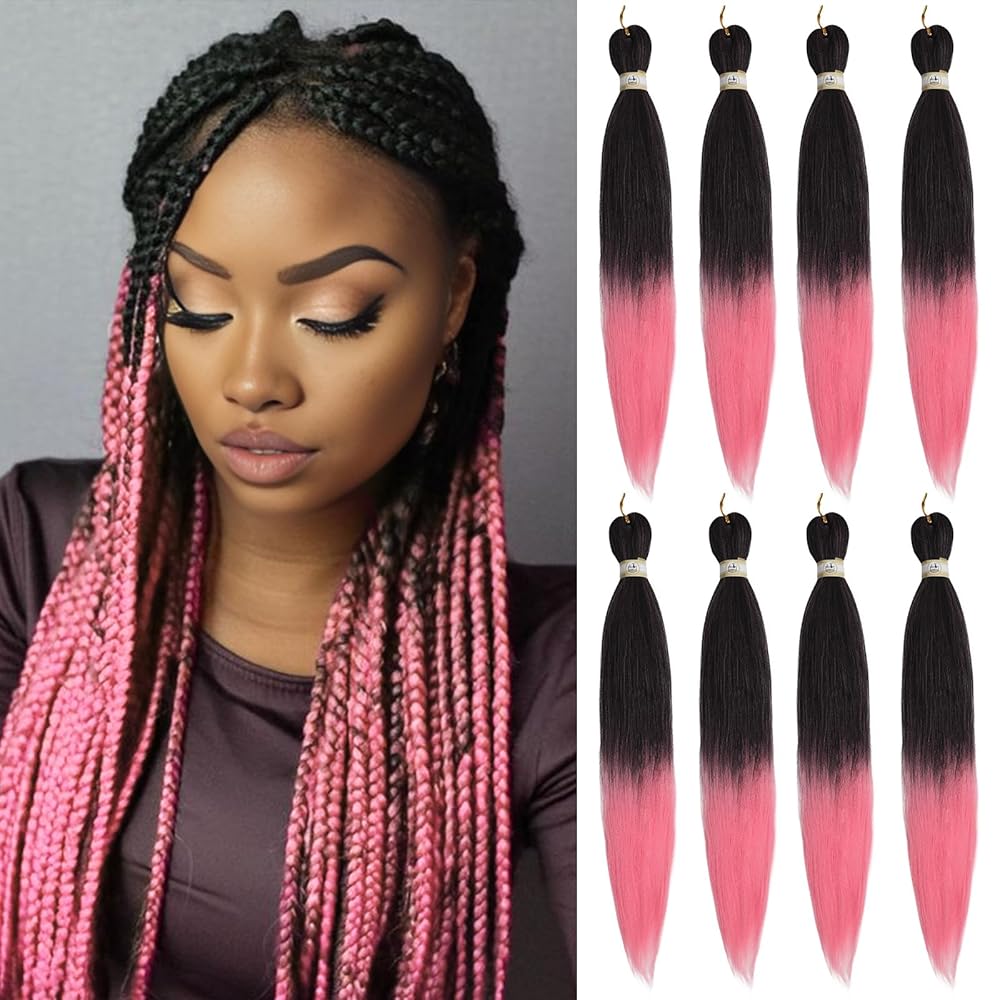 Beyond Beauty Braiding Hair pre stretched, Braids Synthetic Fiber Ombre Yaki Texture, Natural Easy Twist Braids Crochet Hair Hot Water Setting hair extensions