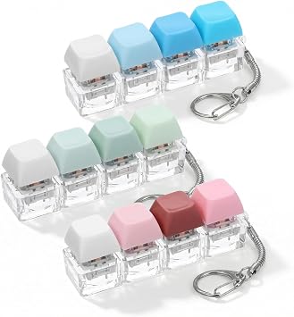 3 Pcs Keyboard Fidget Toys Fidget Clicker, Keyboard 4-Button Clicker Fidgets Keychain Decoration ADHD Relief Stress, Sensory Toy for Adult Boost Focus Pass The Time