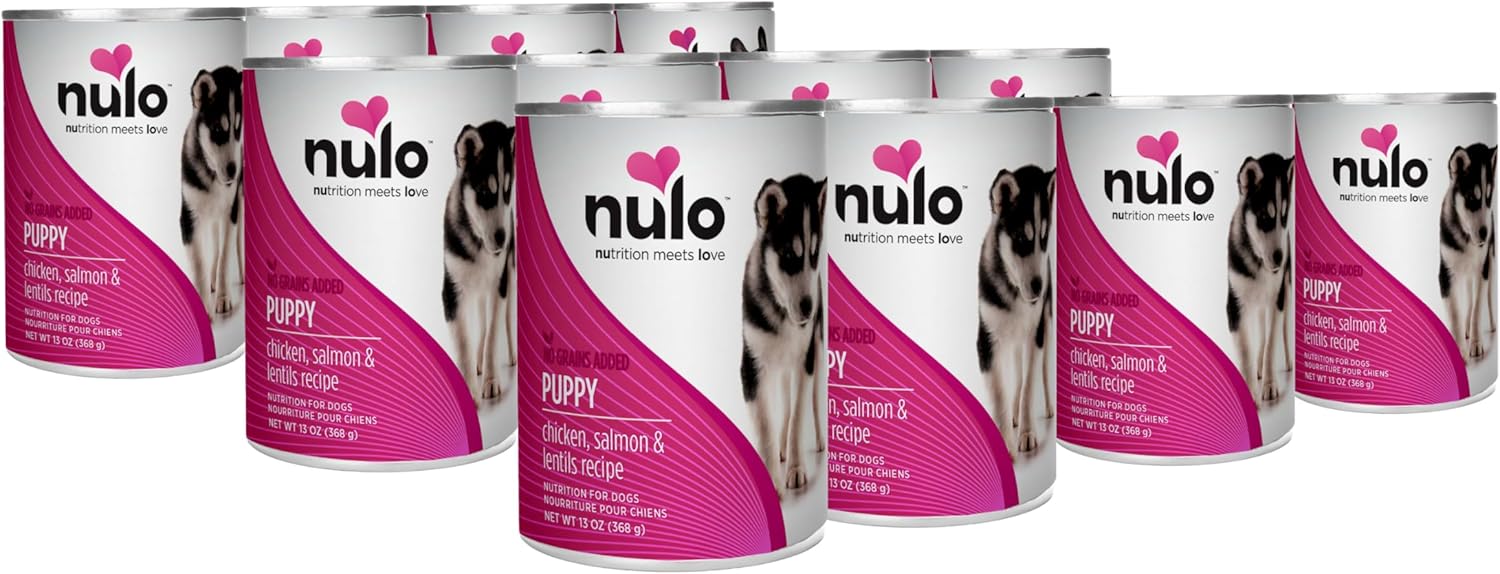 Nulo Grain-Free Chicken, Salmon, & Lentils Recipe Wet Canned Dog Food for Puppies, 13 Ounce, 12 Cans
