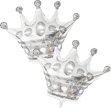 2Pcs Silver Crown Foil Balloons Party Decorations.For Birthday Party Anniversary Supplies...
