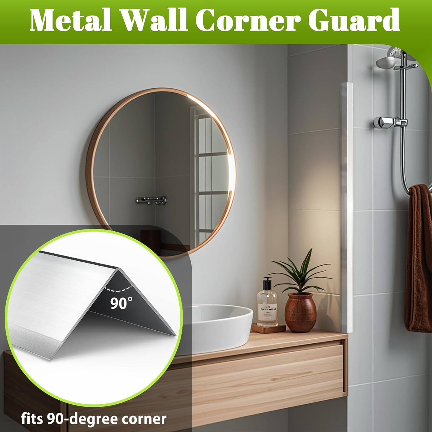 10 Packs 304 Stainless Steel Wall Corner Guard 2x2x48 Inch Heavy Duty Metal Wall Corner Protector for 90-Degree Angle Wall Protection and Decoration