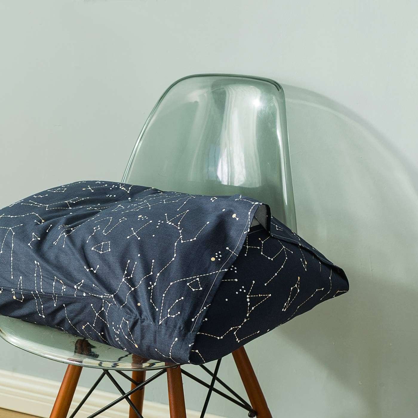 YuHeGuoJi Navy Celestial Duvet Cover Queen 100% Cotton 3 Pcs Set 1 Modern Blue Constellation Duvet Cover with Zipper Ties 2 Pillowcases Neutral Galaxy Stars Space Pattern Bedding Set Soft - Image 6