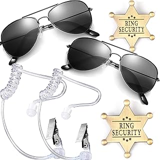 Ring Wedding Bearer Security:Ring Wedding Security Set Sun Glasses + EarPiece Cosplay + Badge Ring Box Bearer for Kids Outfit Spy Police FBI Toys