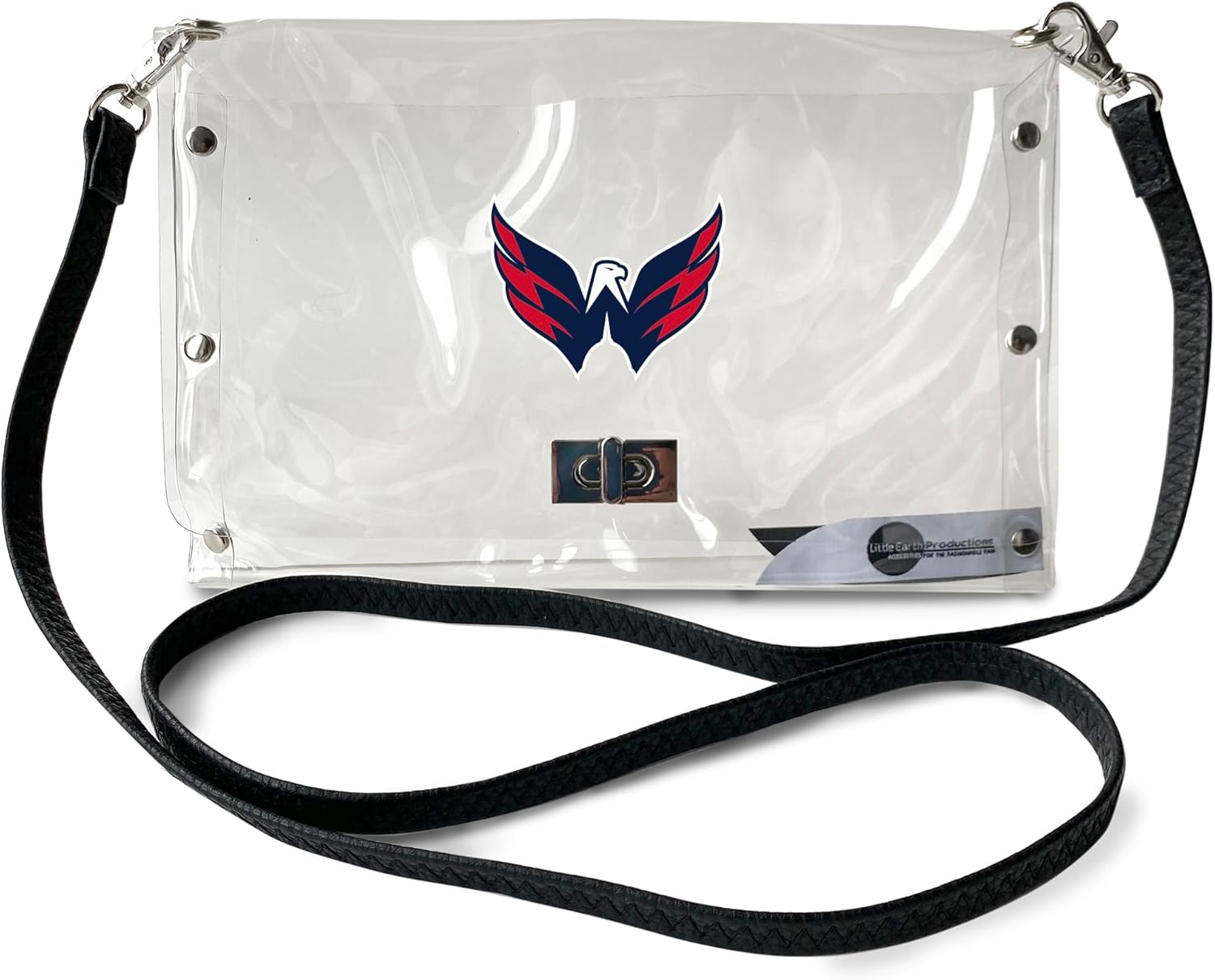 Littlearth NHL Colorado Avalanche Clear Envelope Purse with Black Fashion Strap, Team Color, 10" x 6.5" x 0.5"