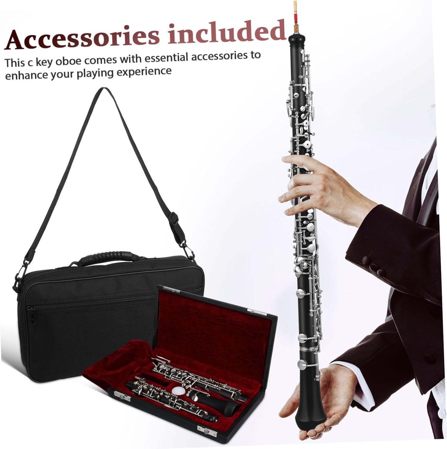 Yardwe Professional Oboe Instrument Key c Oboe Comfortable Grip Fine Tuning and Symphony-ready Features