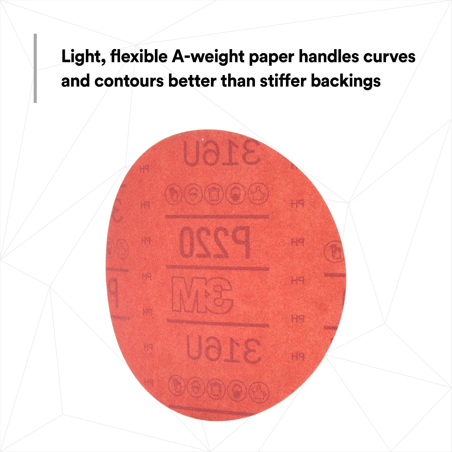 3M Hookit Red Abrasive Sanding Discs, 01221, No Hole, 6 in, 220+ Grade, Pack of 50 Discs, for Auto Sanding, Primer Sanding, E-Coat Sanding