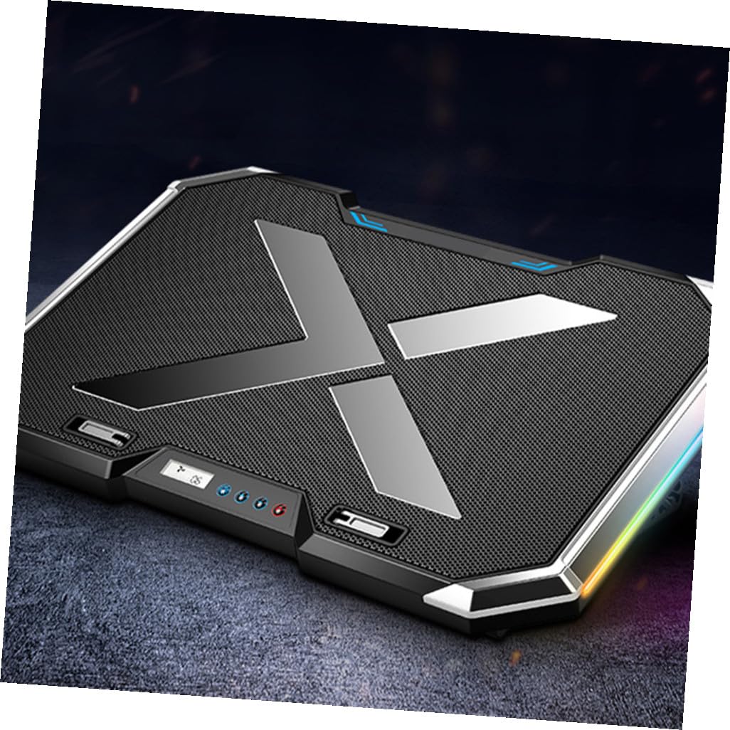 BESTonZON Refroidisseur en Ordinateur Support de Portable Jeu Ventilé Alliage Noir, Réglage 7 Angles et Commande Tactile LCD Meilleure Dissipation