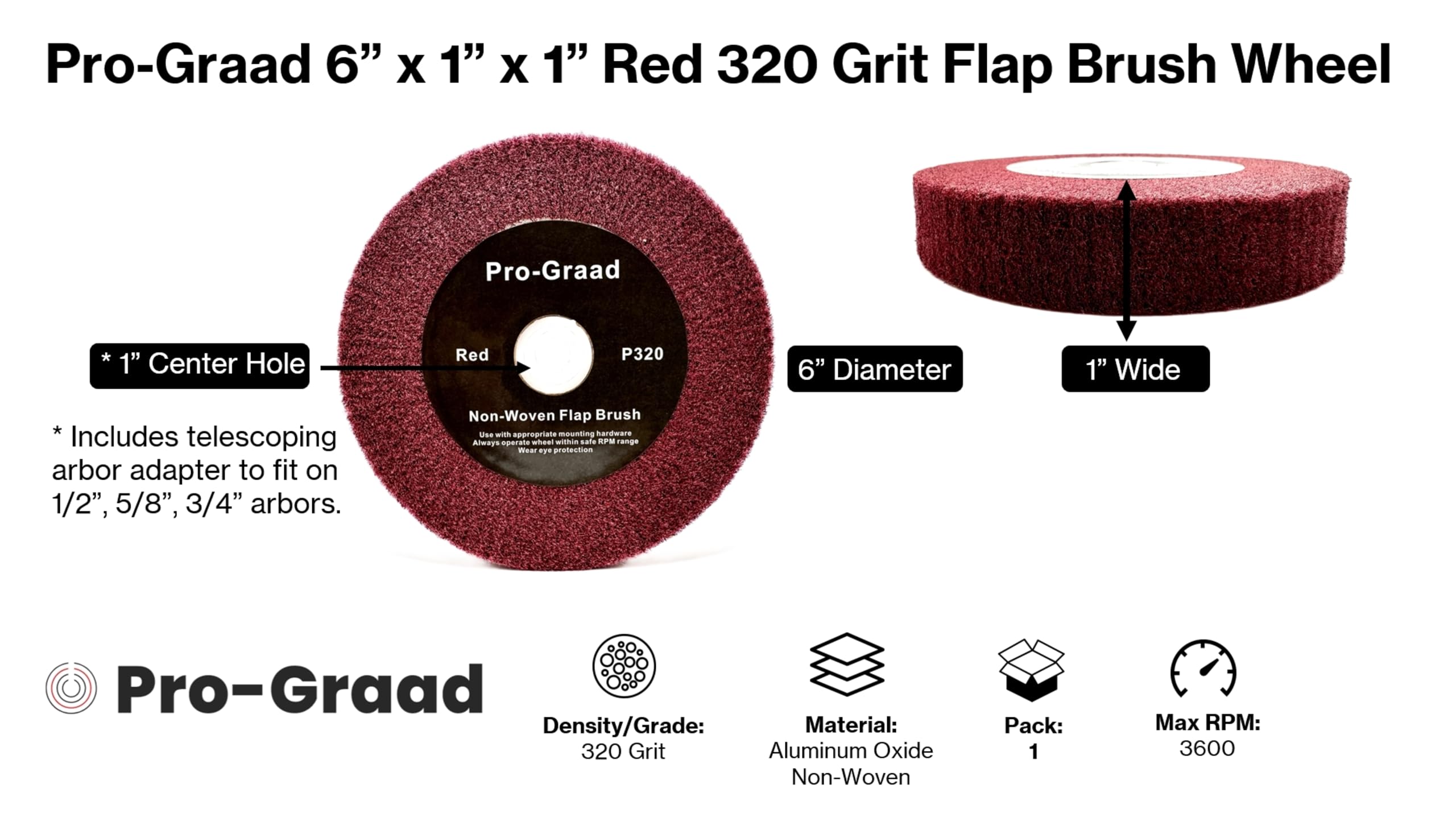 Red Bench Grinder Flap Brush - 320 Grit -2 Red Bench Grinder Flap Brush - 320 Grit -2