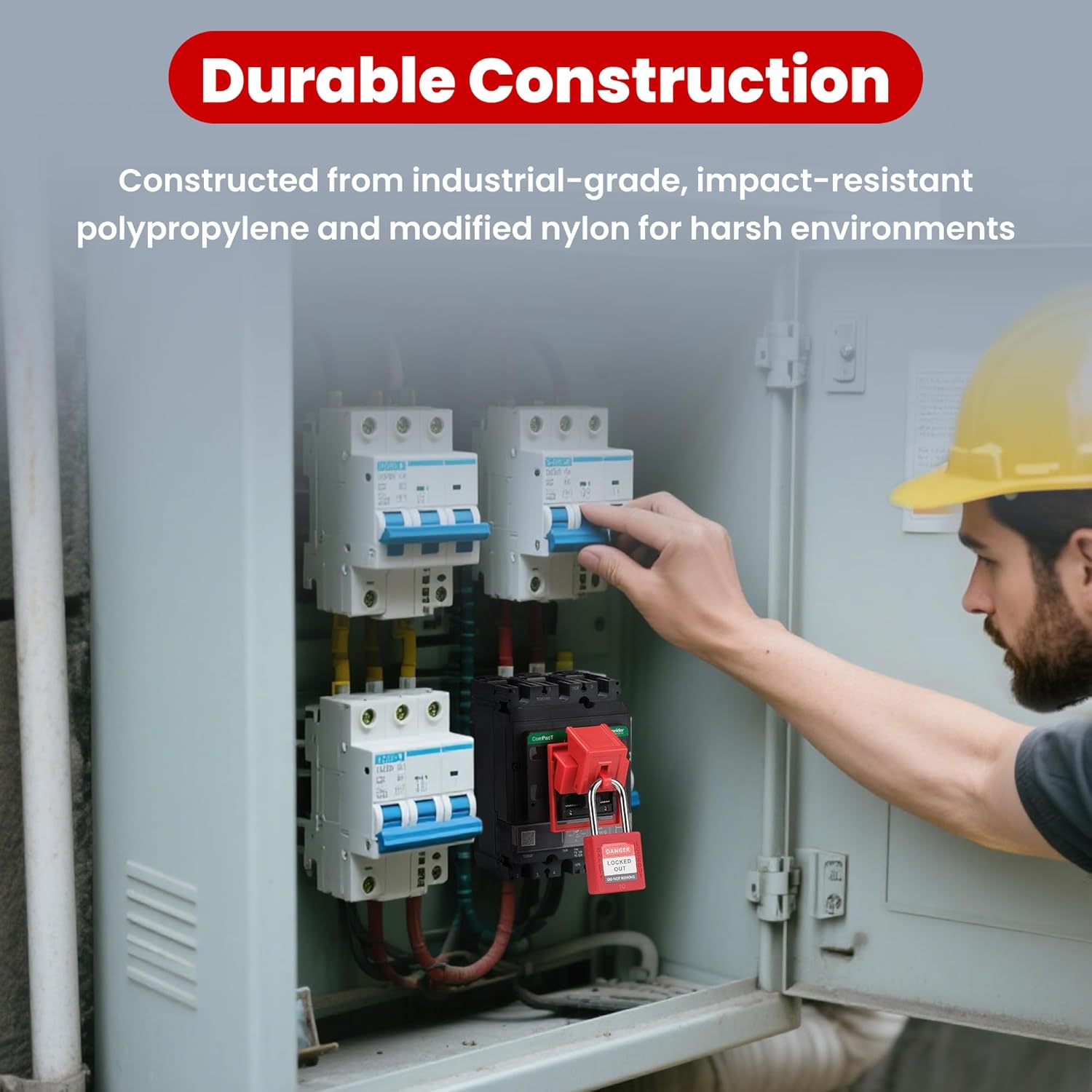 Circuit Breaker Lockout Kit,12-Pack - OSHA Compliant Lockout Tagout Device with 120/277V/480/600V Clamp-On Locks - Safety Loto Kit for Single & Multi Pole Breakers