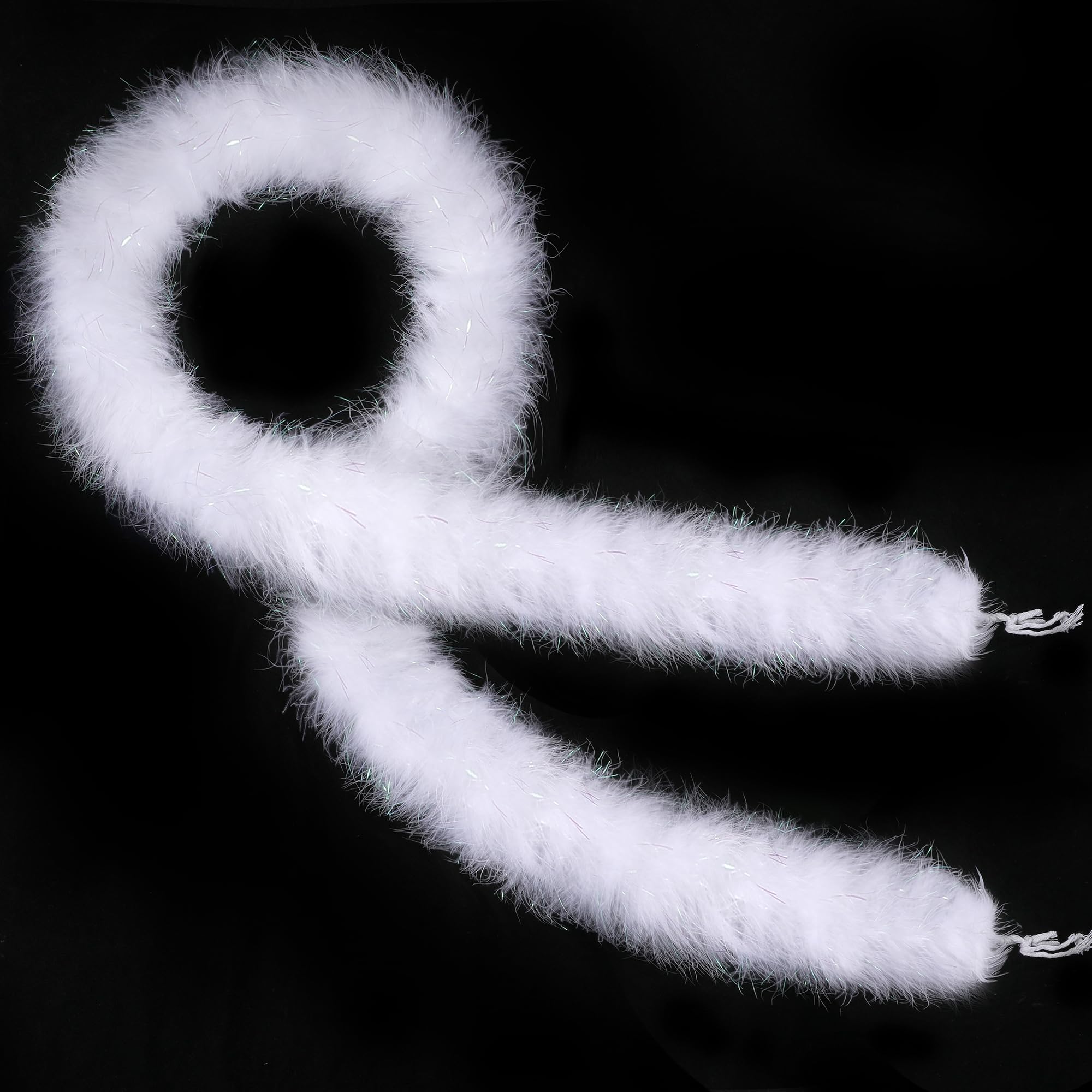 SOGUGOM White with Rainbow Tinsel Boas - 22g 2 Yards Boa Feathers for Christmas Tree, Women,Dancing Craftting Party and Festival Decoration(White Rainbow Tinsel)