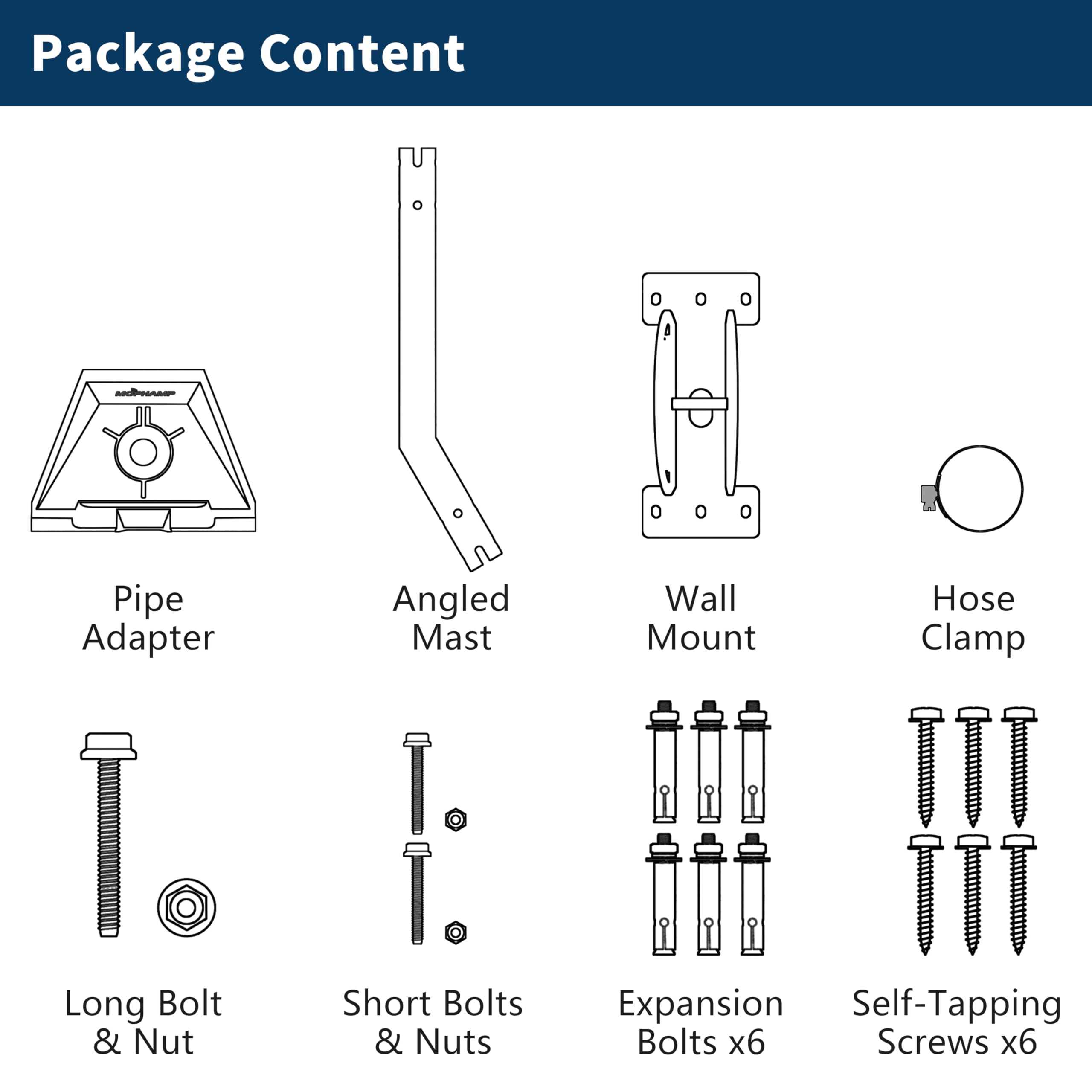 Starlink Wandhalterung Gen 3 Edelstahl mit Rohradapter Standard V3 Halterung Lang Pivot Wall Mount Kit 180° Neigung + 360° Schwenk Einstellen | Aus Edelstahl