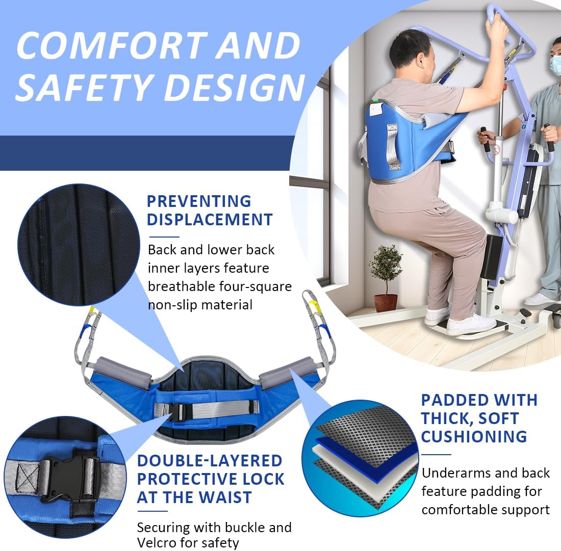 EZ Assistive Sit to Stand Lift Patient Aid Padded Sling and Stand Assist with Back Support,Patient Lift Sling Works with Most Mobility Aids & Equipment (Large)